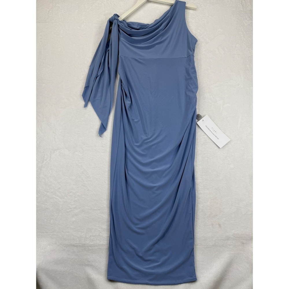 Club L London Katarine Powder Blue Asymmetric Knot Maternity Midi Dress Sz 8 NEW